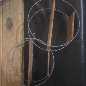 Round Metal Wall Shelves with Wooden Planks